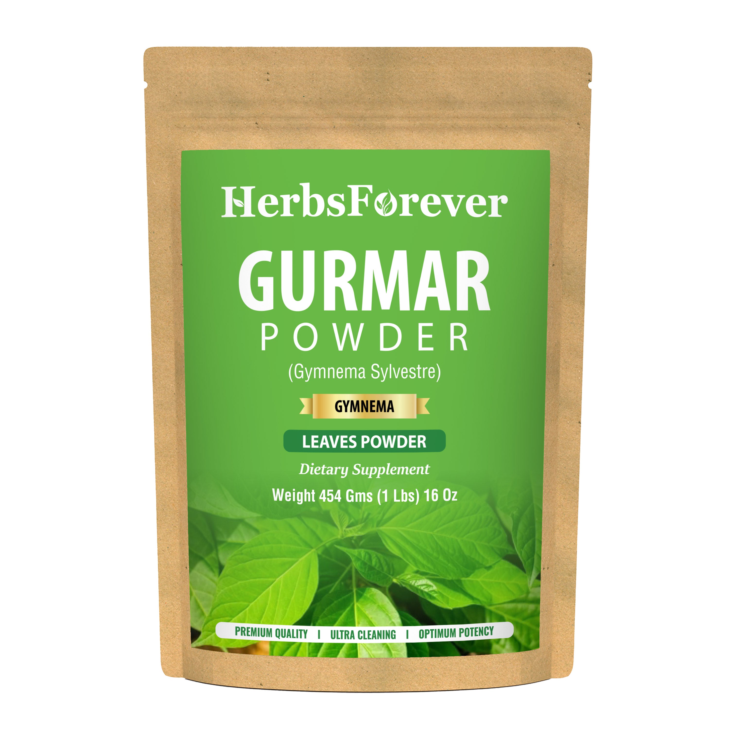 Herbsforever Gurmar Powder Leaves Powder Gymnema Sylvestre Non Gmo, Organic, Vegan 454 Gms