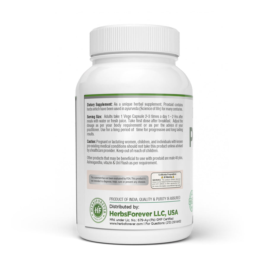 Prostaid Capsules - Ayurvedic Herbal Supplement (90 Vege Capsules – 800 Mg Each)