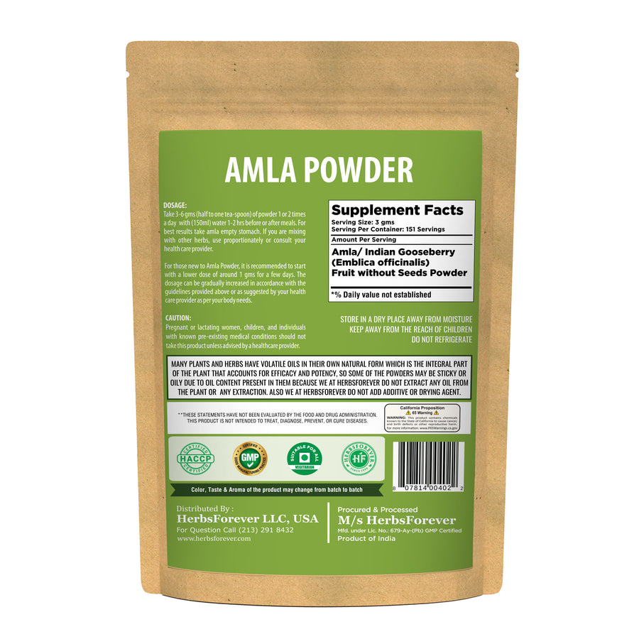 Amla Powder (Emblica Officinalis) - Non GMO - Vegan - (454 Gms - 1LBS)
