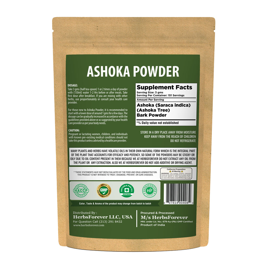 Ashoka Powder (Saraca Asoca) - Non GMO - Vegan - (454 Gms - 1LBS)