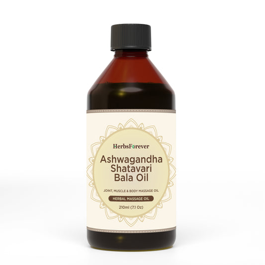 Ashwagandha Bala Shatavari Oil - Processed with Sesame Oil-Cold pressed and double filtered in Muslin cloth-210 ml