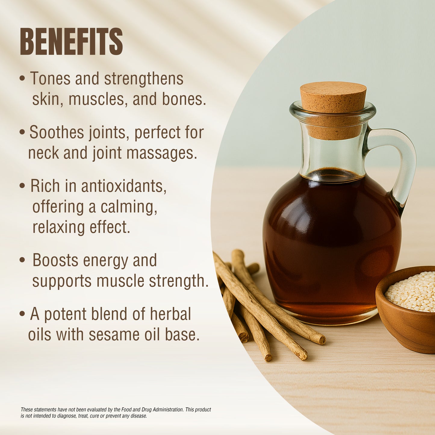 Ashwagandha Bala Shatavari Oil - Processed with Sesame Oil-Cold pressed and double filtered in Muslin cloth-210 ml