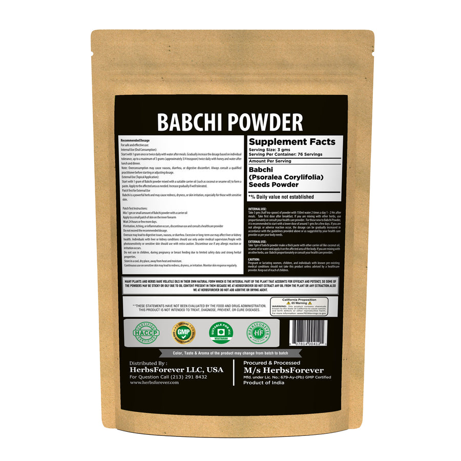 Babchi Powder (Psoralea Corylifolia) - Non GMO - Vegan - (230 Gms)