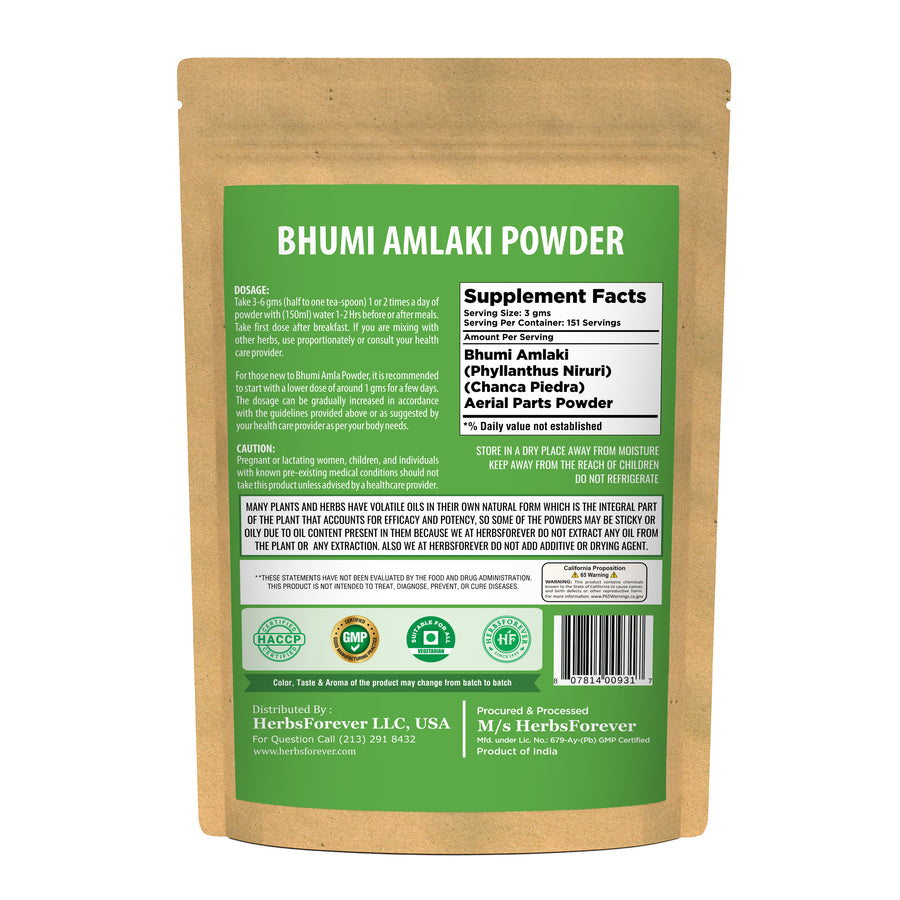 Bhumi Amlaki Powder (Phyllanthus Niruri) – Non GMO – Vegan – (454 Gms – 1LBS)