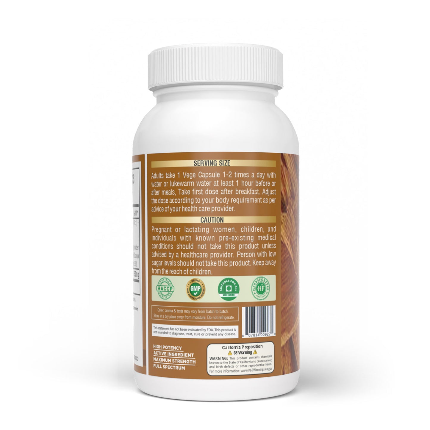 Bijasar Capsules - Pterocarpus Marsupium - 10% Tannins - Extract Ratio 10:1 - 60 Vege Capsules - 750 mg each