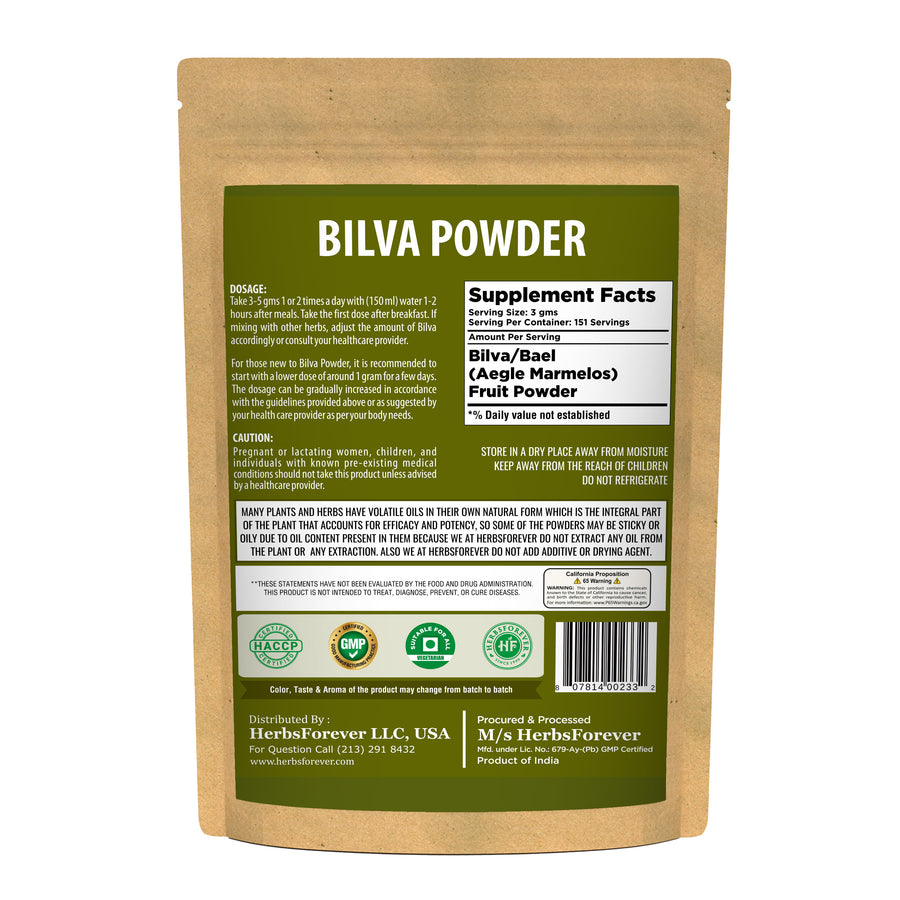 Bilva Fruit Powder - (Aegle marmelos) - Non GMO - Vegan – (454 Gms - 1LBS)