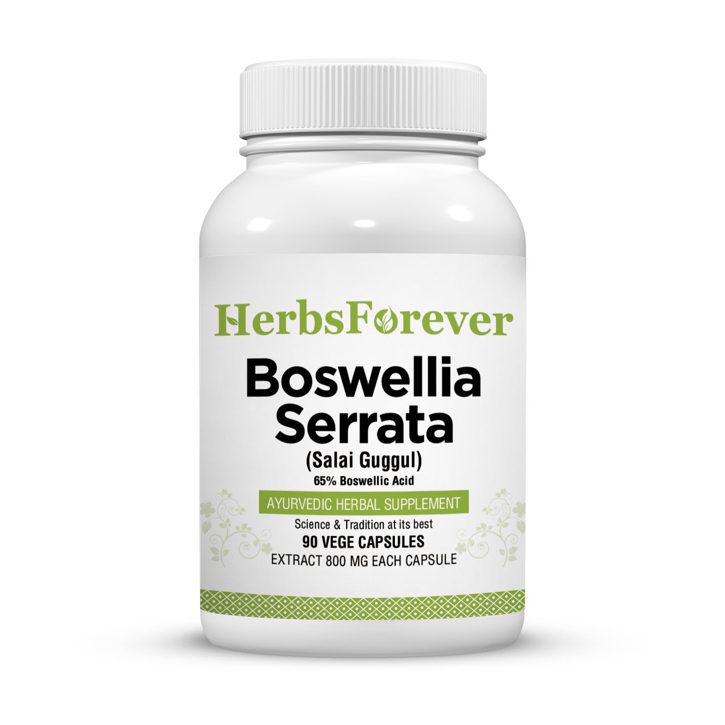 Boswellia Serrata (Salai Guggul) - 65% Boswellic Acid - 90 Vege Capsules - 800 mg each