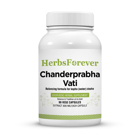 Chanderprabha Vati - Ayurvedic Herbal Supplement - 90 Vege Capsules - 800 Mg Each