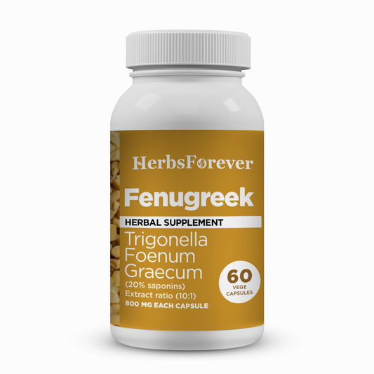 Fenugreek Capsules (Trigonellafoenum Graecum) - 20% Saponins - Extract Ratio 10:1 - 60 Vege Capsules - 800 mg each