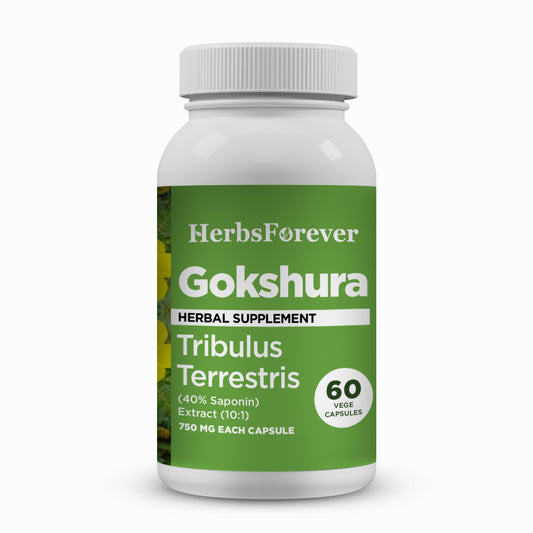 Gokshura Capsules - Tribulus Terrestris - 40% Saponin - Extract Ratio 10:1 - 60 Vege Capsules - 750 mg each