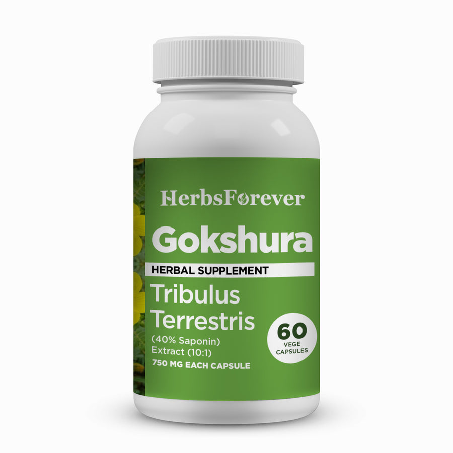 Gokshura Capsules - Tribulus Terrestris - 40% Saponin - Extract Ratio 10:1 - 60 Vege Capsules - 750 mg each
