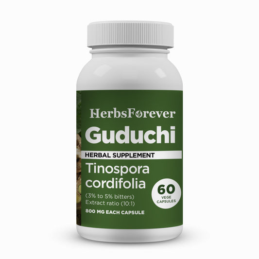 Guduchi Capsules – Tinospora Cordifolia - 3% to 5% bitters - Extract Ratio 10:1 - 60 Vege Capsules - 800 mg each