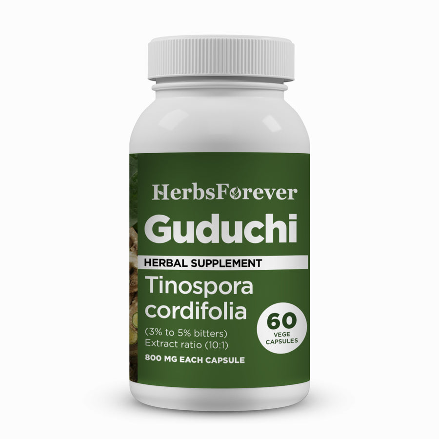 Guduchi Capsules – Tinospora Cordifolia - 3% to 5% bitters - Extract Ratio 10:1 - 60 Vege Capsules - 800 mg each