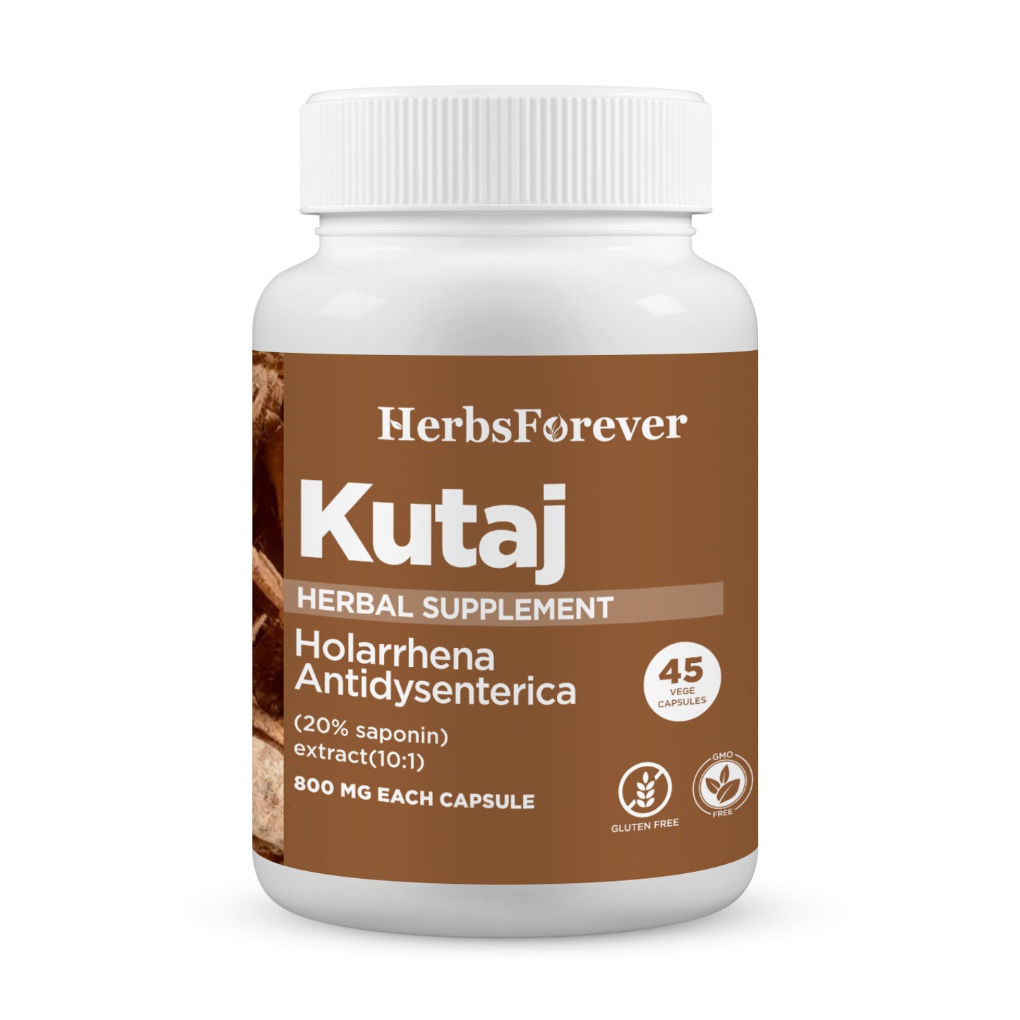 Kutaj Capsules (Holarrhena Antidysenterica) - 20% saponin - Extract Ratio 10:1 - 45 Vege Capsules - 800 mg each