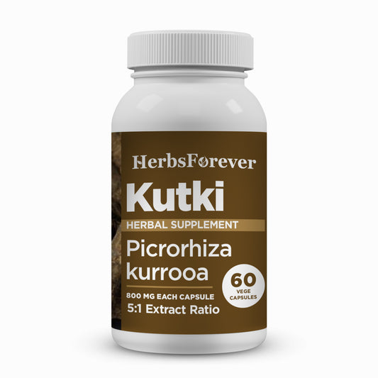 Kutki Capsules - Picrohiza Kurroa - 7% Kutkin - Extract Ratio 5:1 - 60 Vege Capsules - 800 mg each