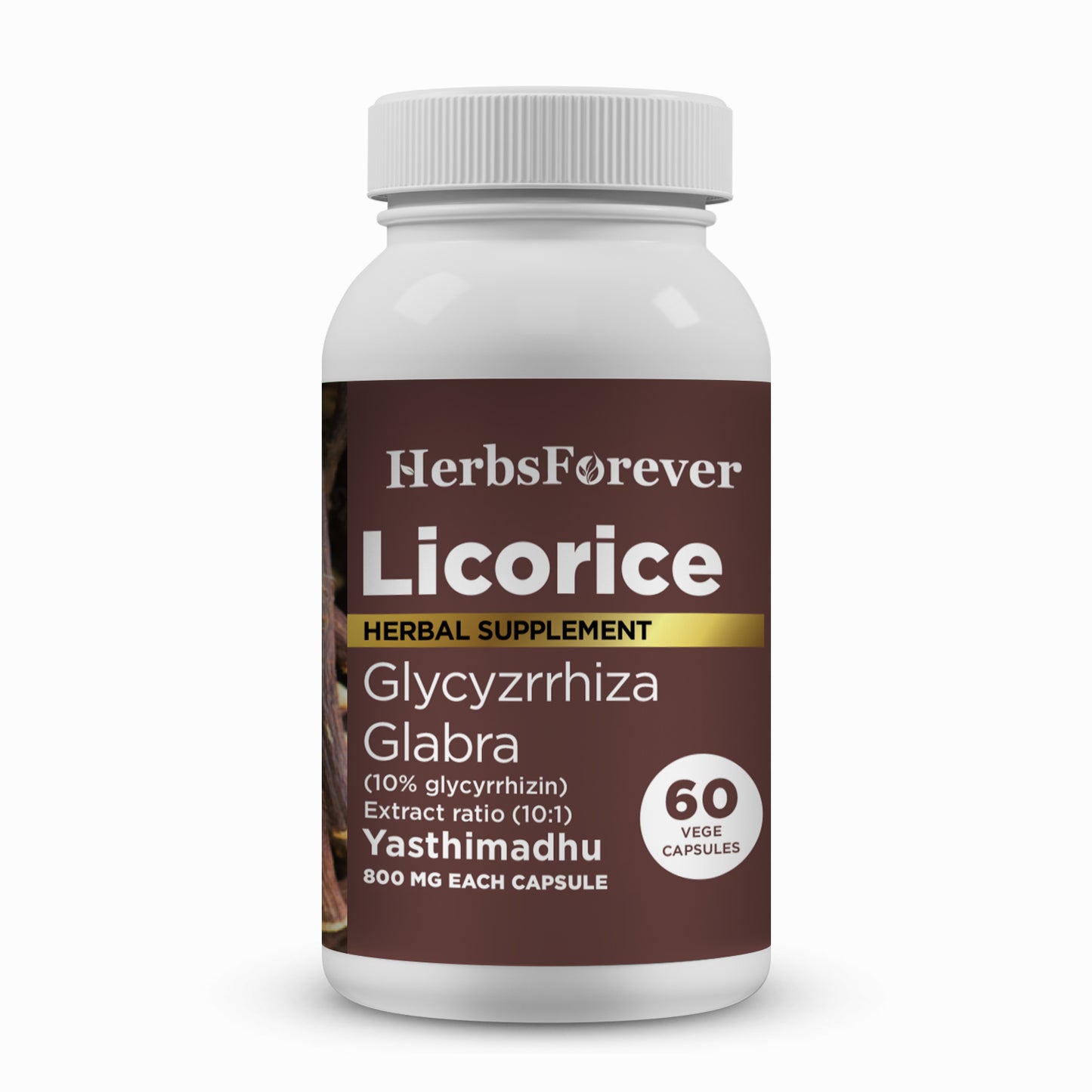 Licorice Capsules – Glycyrrhiza Glabra - 10% glycyrrhizin - Extract Ratio 10:1 - 60 Vege Capsules - 800 mg each