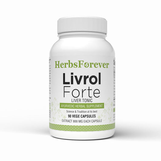 Livrol Forte Capsules - Ayurvedic Herbal Supplement – 90 Vege Capsules – 800 Mg Each