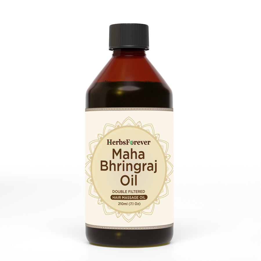 Maha Bhringraj Oil - Processed with Sesame Oil - Cold pressed and double filtered in Muslin cloth - 210 ml