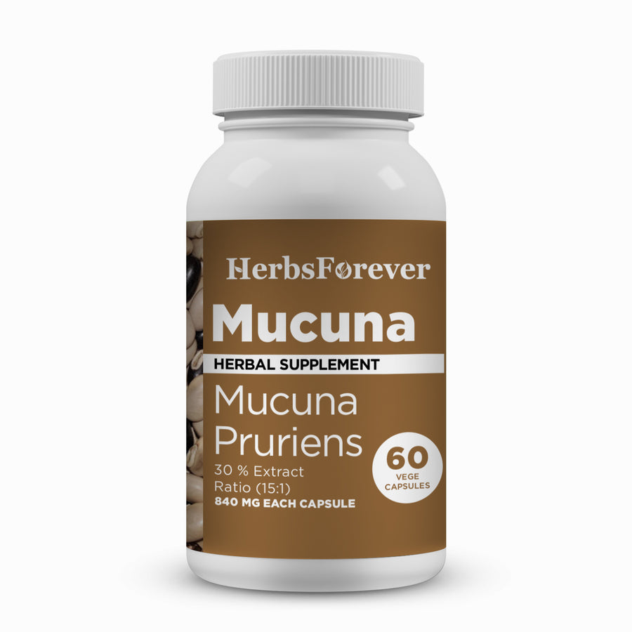 Mucuna Capsules - Mucuna Pruriens - 30% - Extract Ratio 15:1 - 60 Vege Capsules - 840 mg each