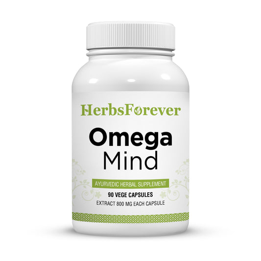 Omega Mind Capsules - Ayurvedic Herbal Supplement – 90 Vege Capsules – 800 Mg Each