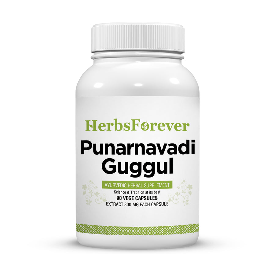 Punarnavadi Guggulu - Ayurvedic Herbal Supplement - 90 Vege Capsules - 800 Mg Each