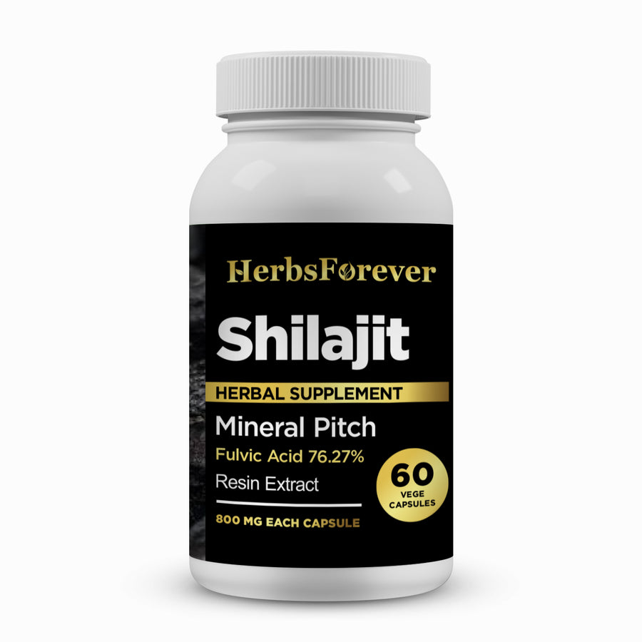 Shilajit Capsules – Mineral Pitch - 76.2% Fulvic Acid - Extract Ratio 10:1 - 60 Vege Capsules - 800 mg each