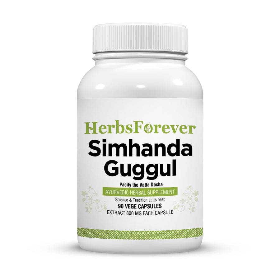 Simhanada Guggulu - Ayurvedic Herbal Supplement - 90 Vege Capsules - 800 Mg Each
