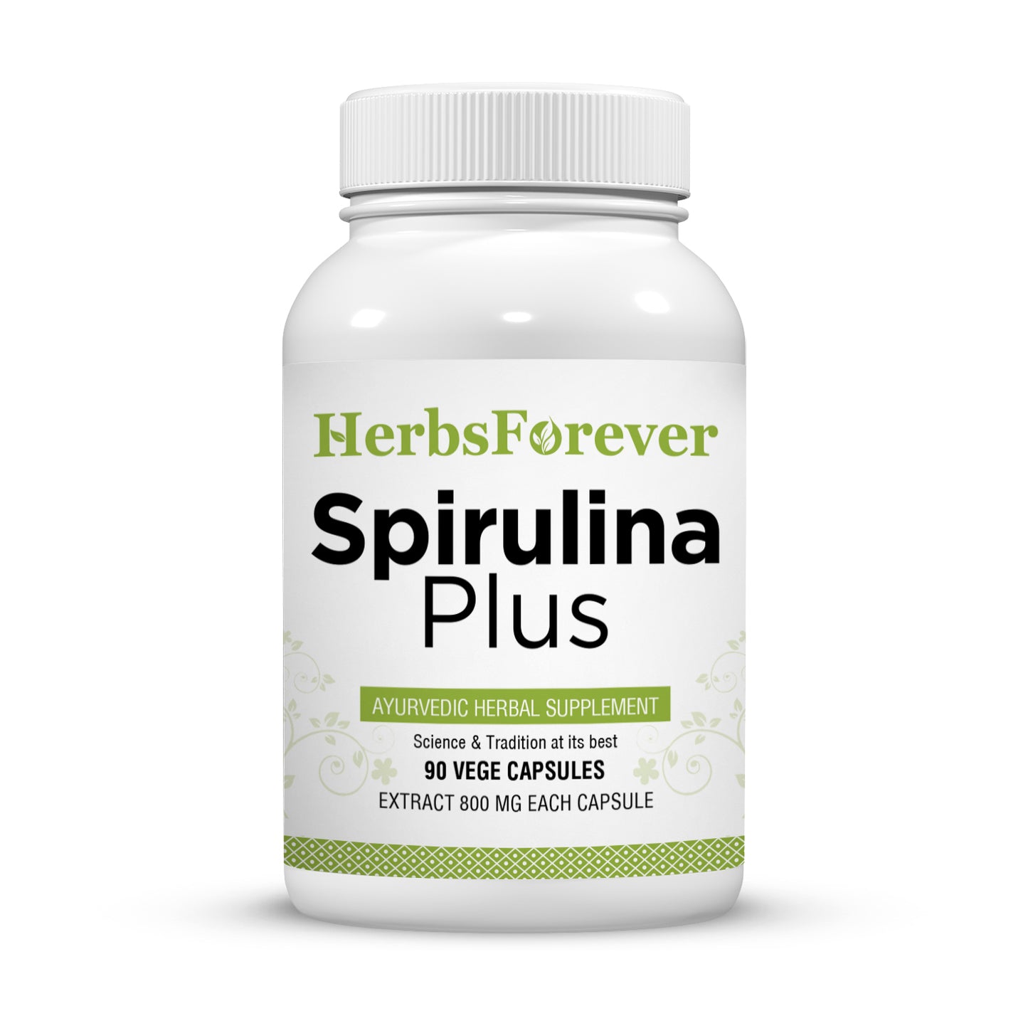 Spirulina Plus Capsules - Ayurvedic Herbal Supplement (90 Vege Capsules – 800 Mg Each)