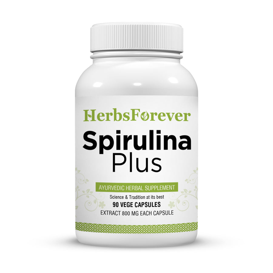 Spirulina Plus Capsules - Ayurvedic Herbal Supplement (90 Vege Capsules – 800 Mg Each)