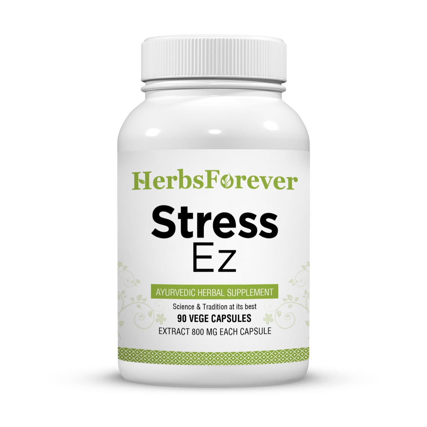 Stress Ez Capsules - Ayurvedic Herbal Supplement – (90 Vege Capsules – 800 Mg Each)
