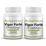 Vigor Forte Capsules - Ayurvedic Herbal Supplement – Combination Pack (2 Bottles) Morning Strength: 42 Capsules, 800 mg each & Evening Strength 42 Veg Capsules, 800 mg each