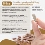 Ashwagandha Capsules – Withania Somnifera - 2% TO 5% Withanoloids, 1% To 1.5 % Alkaloids - Extract Ratio 8:1 -  60 Vege Capsules - 800 mg each