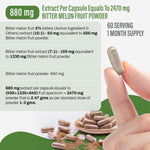 Bitter Melon Capsules (Momordica Charantia) - 5% Bitters - Extract Ratio 10:1 - 60 Vege Capsules - 880 mg each