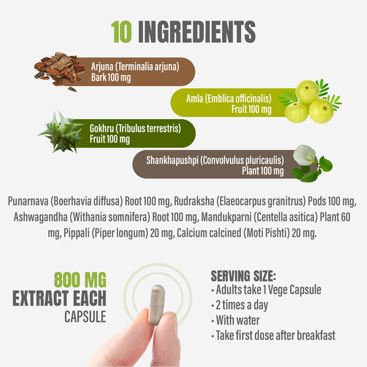 Cardio-B - Ayurvedic Herbal Supplement – 90 Vege Capsules – 800 Mg Each