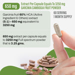 Garcinia Capsules - Garcinia cambogia - 60% HCA - Extract Ratio 5:1 - 90 Vege Capsules - 650 mg each