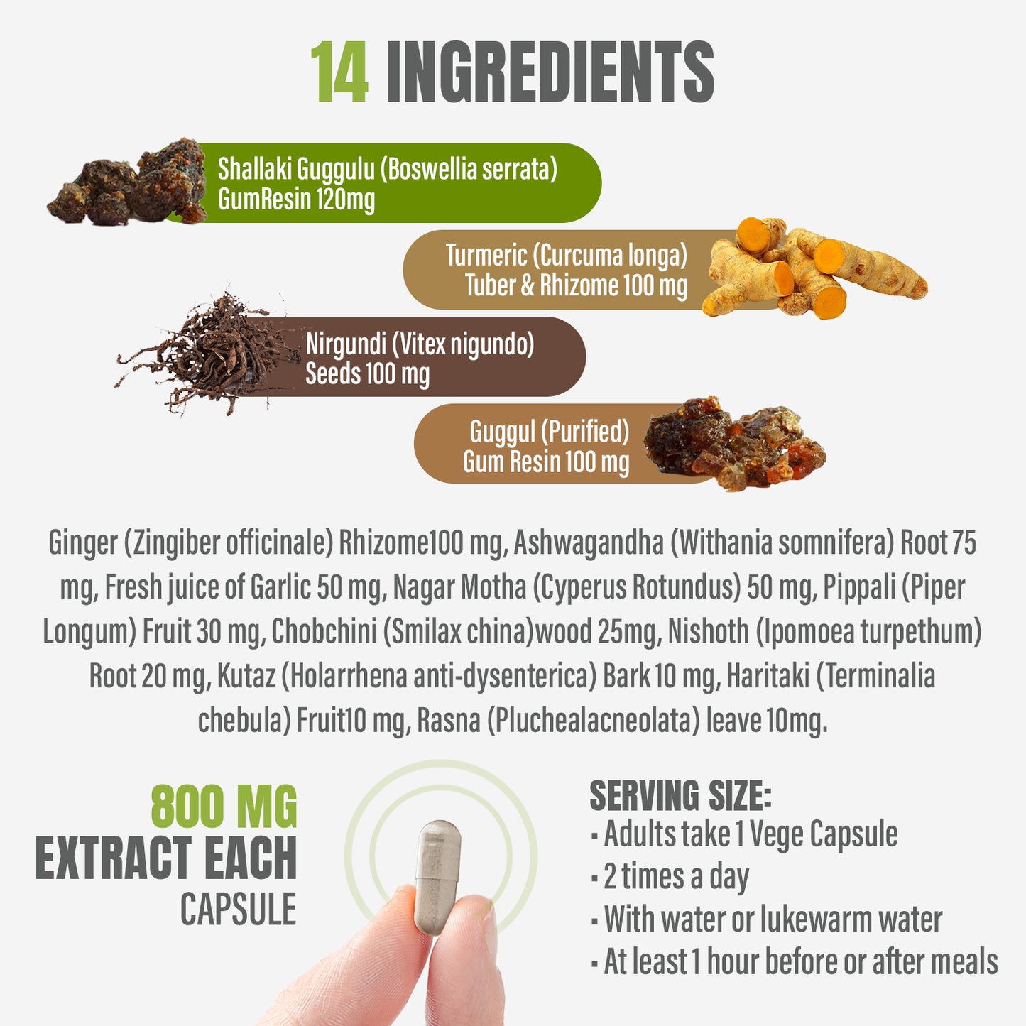 Joint Health Capsules - Ayurvedic Herbal Supplement - 90 Vege Capsules, 800 mg each