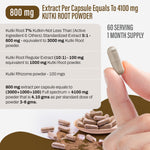 Kutki Capsules - Picrohiza Kurroa - 7% Kutkin - Extract Ratio 5:1 - 60 Vege Capsules - 800 mg each