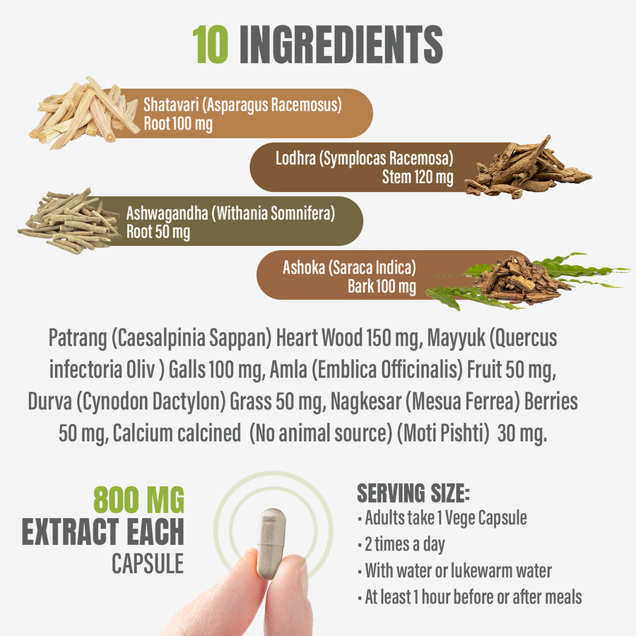 Menopause Health - Ayurvedic Herbal Supplement – 120 Vege Capsules – 800 Mg Each