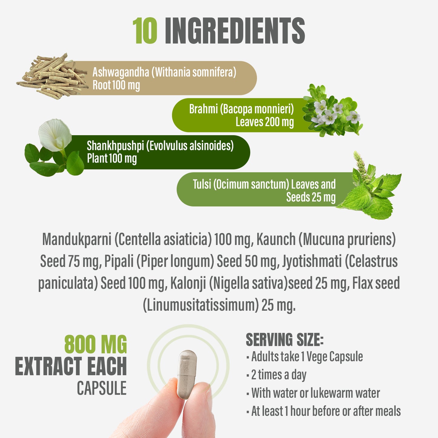 Omega Mind Capsules - Ayurvedic Herbal Supplement – 90 Vege Capsules – 800 Mg Each