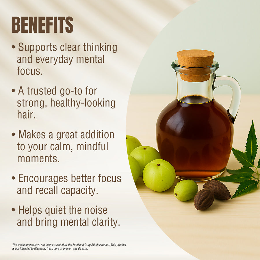 Brahmi Oil – (Bacopa Monnieri) - Processed with Sesame Oil - Cold pressed and double filtered in Muslin Cloth - 210 ml (7.11 oz)