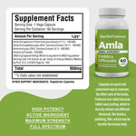 Amla Capsules - Embelica Officinalis - 45% Tannins - Extract Ratio 10:1 - 60 Vege Capsules - 950 mg each