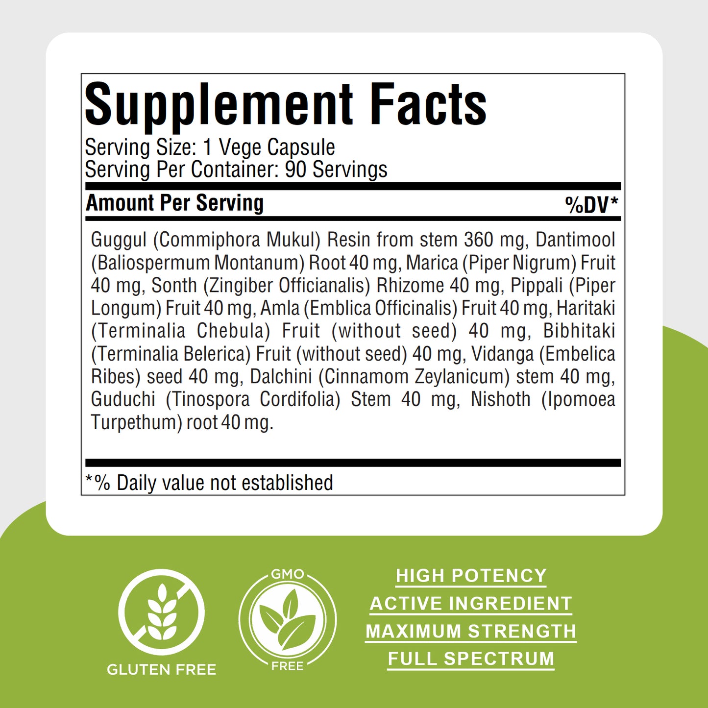 Amritadi Guggulu Capsule - Ayurvedic Herbal Supplement - 90 Vege Capsules - 800 mg