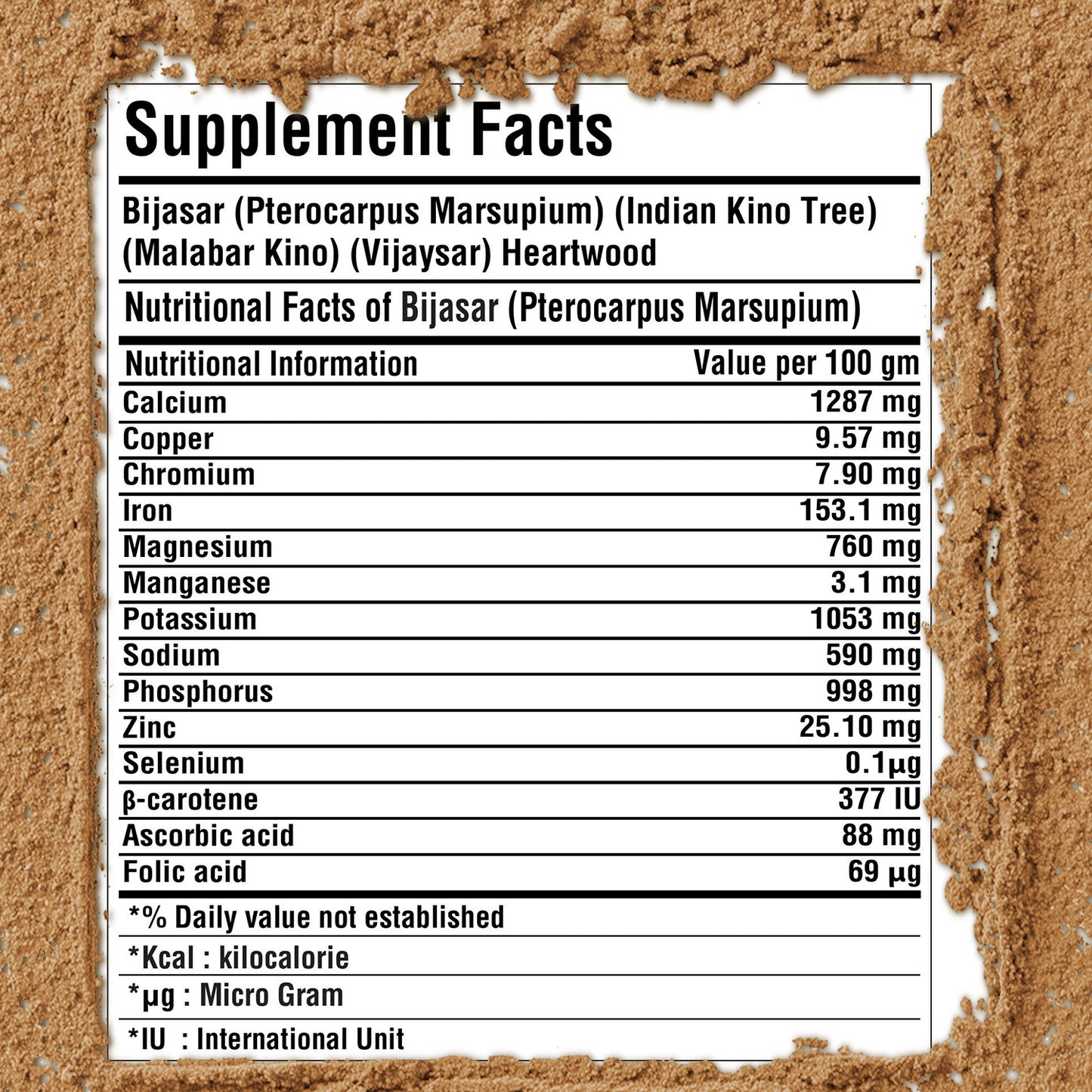 Bijasar Powder (Vijaysar Powder) (Pterocarpus Marsupium) - Non GMO - Vegan - (454 Gms - 1LBS)