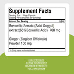 Boswellia Serrata (Salai Guggul) - 65% Boswellic Acid - 90 Vege Capsules - 800 mg each