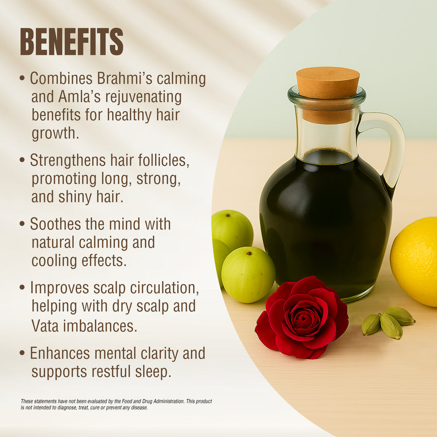 Brahmi Amla Oil - Processed with Sesame Oil - Cold pressed and double filtered in Muslin cloth - 210 ml