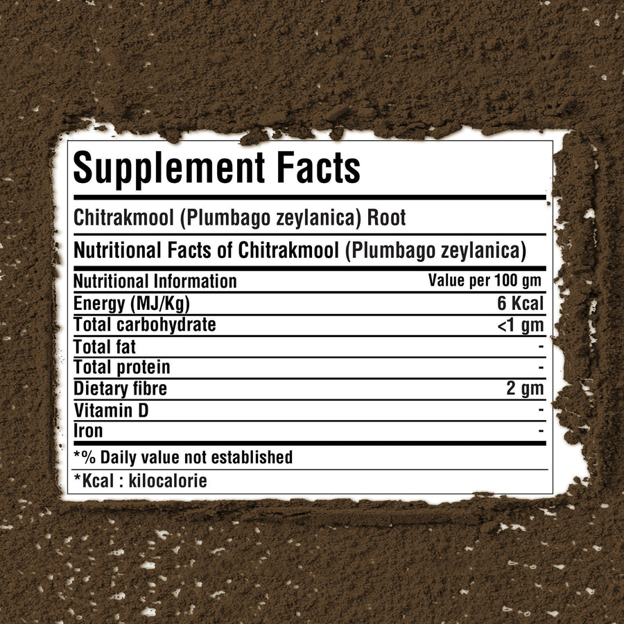 Chitrakmool Powder (Plumbago Zeylanica) - Non GMO - Vegan - (230 Gms - ½ LBS)