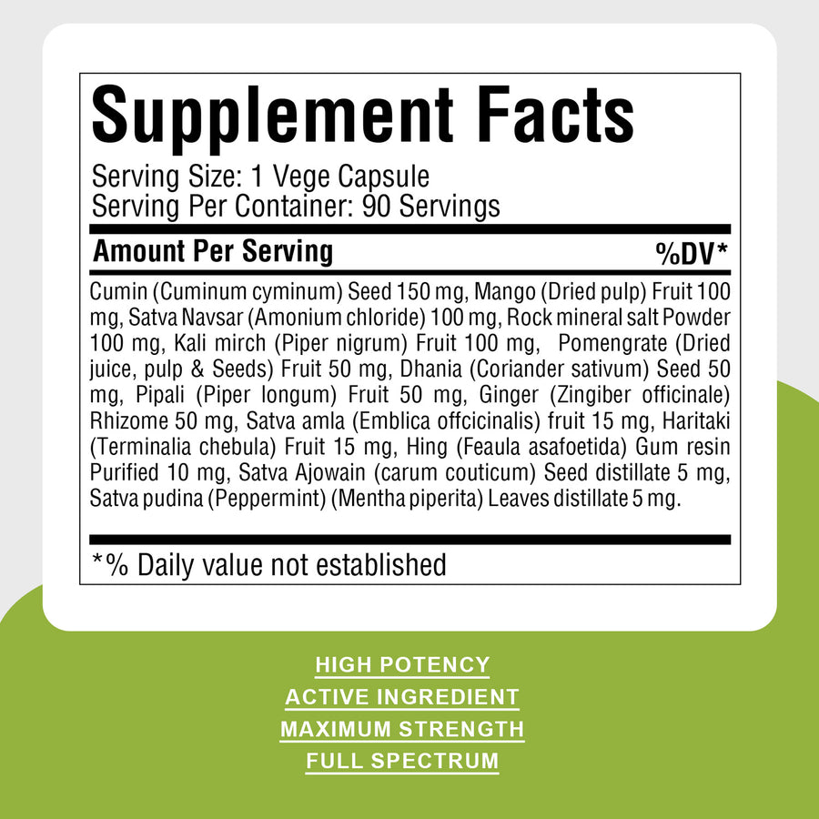 Digestive Care Capsules - Ayurvedic Herbal Supplement – 90 Vege Capsules – 800 Mg Each