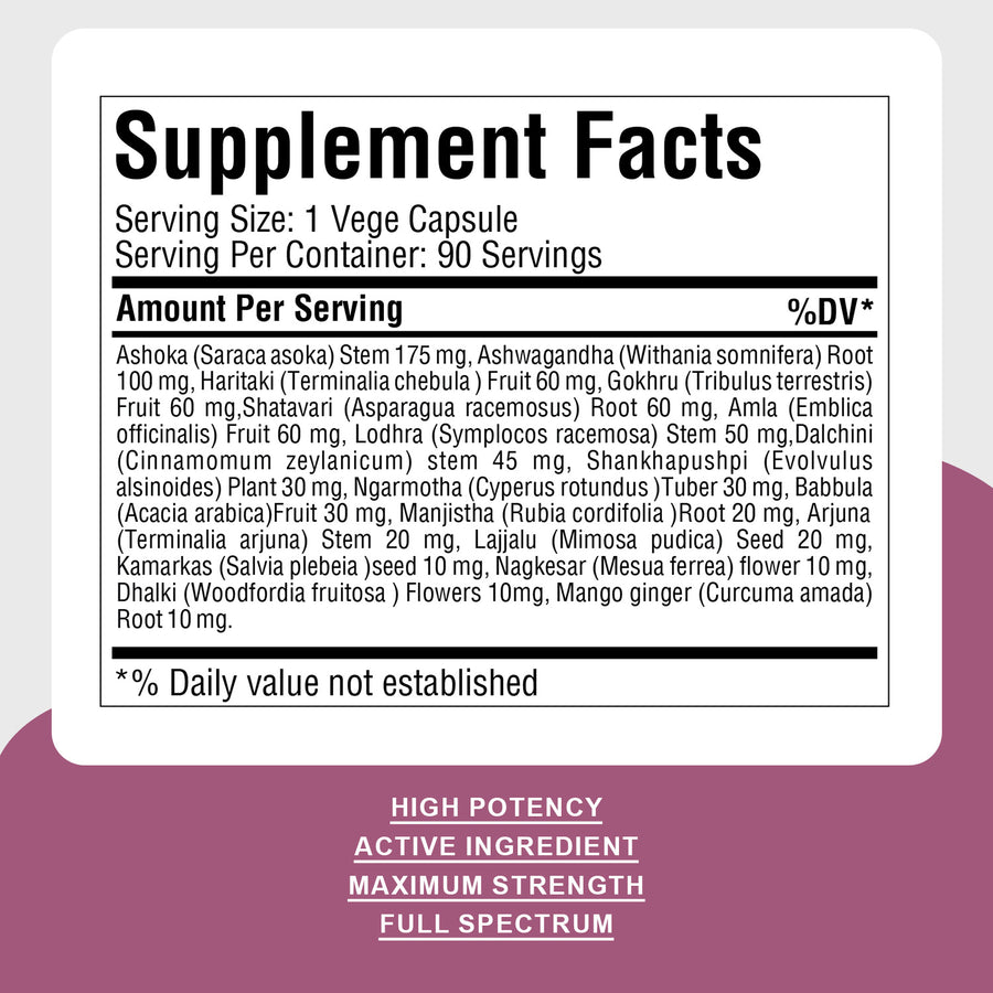 Femivita Capsules - Ayurvedic Herbal Supplement – 90 Vege Capsules – 800 Mg Each