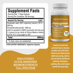 Fenugreek Capsules (Trigonellafoenum Graecum) - 20% Saponins - Extract Ratio 10:1 - 60 Vege Capsules - 800 mg each