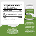 Garcinia Capsules - Garcinia cambogia - 60% HCA - Extract Ratio 5:1 - 90 Vege Capsules - 650 mg each